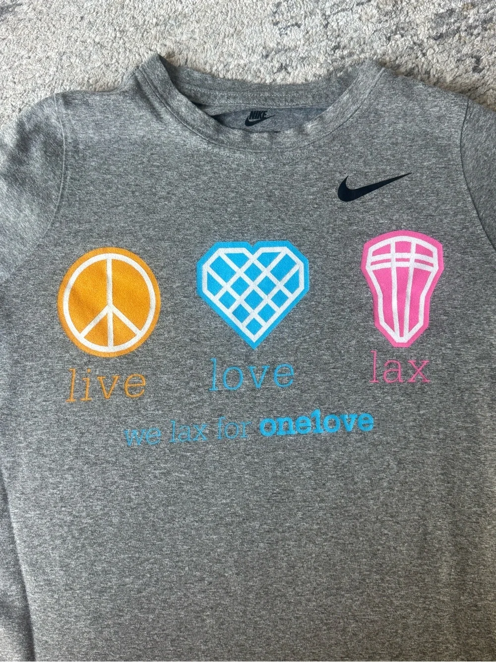 Nike Kids' Grey 'Live Love Lax' Graphic Tee